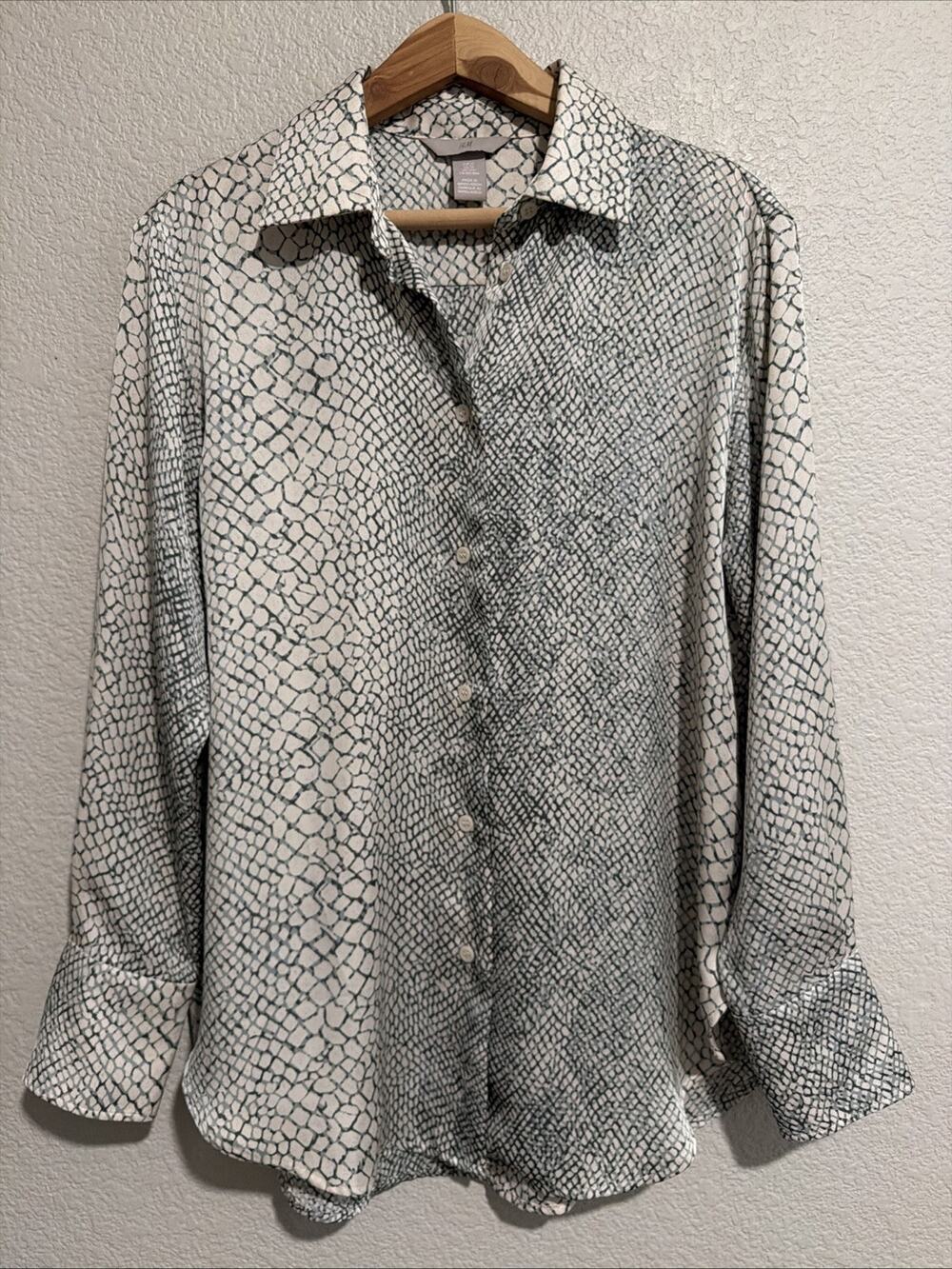 H&M Top Luxury Minimalist Feminine Boyfriend Boss Animal Print Satin Oversized